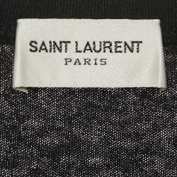 Pre Owned Saint Laurent Black Distressed 50's Signature Logo Jersey T-Shirt L