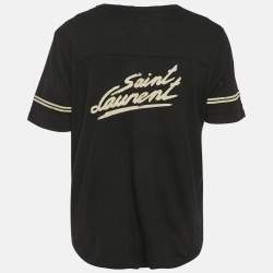 Pre Owned Saint Laurent Black Distressed 50's Signature Logo Jersey T-Shirt L