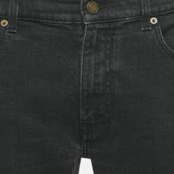 Pre Owned Saint Laurent Black Washed Denim Low Waist Jeans XL Waist 39"