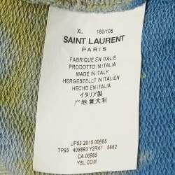 Pre Owned Saint Laurent Paris Tie-Dye Cotton Distressed Sweatshirt XL