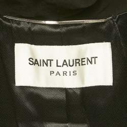 Pre Owned Saint Laurent Paris Black Shearling Hooded Duffle Coat XL
