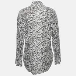 Pre Owned Saint Laurent Paris White Baby Cat Print Cotton Shirt M