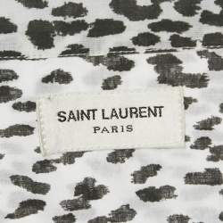 Pre Owned Saint Laurent Paris White Baby Cat Print Cotton Shirt M