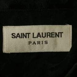 Pre Owned Saint Laurent Black Patterned Satin Silk Long Sleeve Shirt M
