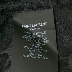 Pre Owned Saint Laurent Black Patterned Satin Silk Long Sleeve Shirt M