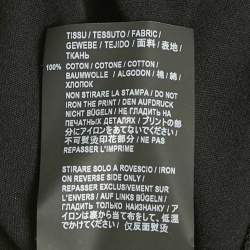 Pre Owned Saint Laurent Paris Black Stars Archive Logo Print Cotton Crew Neck T-Shirt L