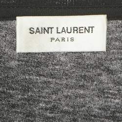 Pre Owned Saint Laurent Paris Black Stars Archive Logo Print Cotton Crew Neck T-Shirt L