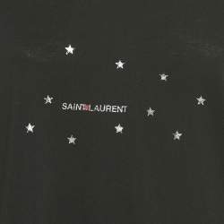 Pre Owned Saint Laurent Paris Black Stars Archive Logo Print Cotton Crew Neck T-Shirt L