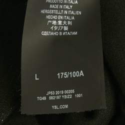 Pre Owned Saint Laurent Black Shimmer Stripe Cotton T-Shirt L