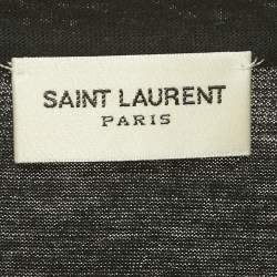 Pre Owned Saint Laurent Black Shimmer Stripe Cotton T-Shirt L