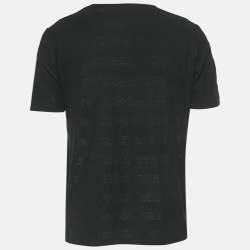 Pre Owned Saint Laurent Black Shimmer Stripe Cotton T-Shirt L