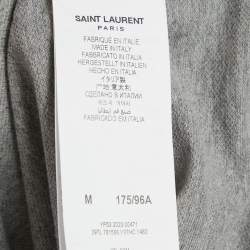 Pre Owned Saint Laurent Grey Logo Embroidery Cotton Blend Cassandre T-Shirt M
