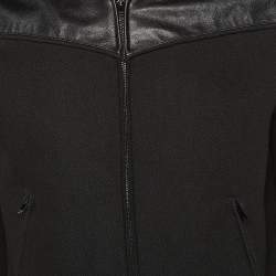 Pre Owned Saint Laurent Black Wool Leather Trim Bomber Jacket S