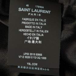 Pre Owned Saint Laurent Black Wool Leather Trim Bomber Jacket S