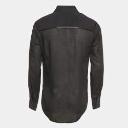 Pre Owned Saint Laurent Paris Black Paneled Cotton Shirt XL