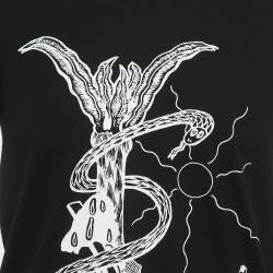 Pre Owned Saint Laurent Black Printed Jersey Crewneck T-Shirt XS