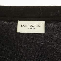 Pre Owned Saint Laurent Black Printed Jersey Crewneck T-Shirt XS
