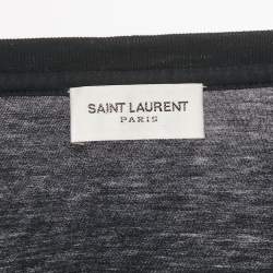Pre Owned Saint Laurent Paris X Grimes Black Printed Cotton T-Shirt XS 