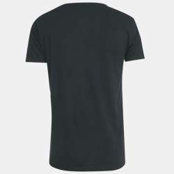 Pre Owned Saint Laurent Paris Black Printed Cotton T-Shirt S