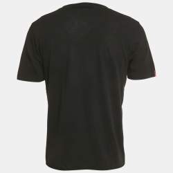 Pre Owned Saint Laurent Paris Black Flame Print Cotton T-Shirt S 