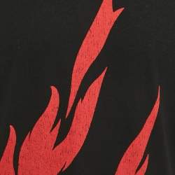 Pre Owned Saint Laurent Paris Black Flame Print Cotton T-Shirt S 