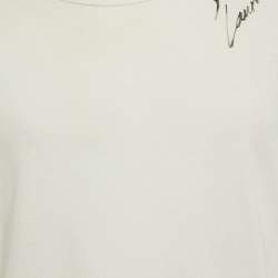 Pre Owned Saint Laurent Paris White Signature Script Cotton Crew Neck T-Shirt M