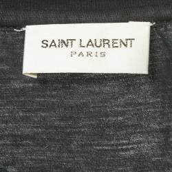 Pre Owned Saint Laurent X Grimmes Black Printed Cotton T-Shirt XS 