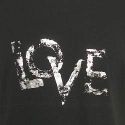 Pre Owned Saint Laurent Black Foil Love Print Jersey T-Shirt XS