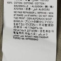 Pre Owned Saint Laurent Paris Olive Green Logo Printed Cotton Crew Neck T-Shirt S