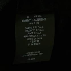 Pre Owned Saint Laurent Paris Black Leather Zip-Up Rider Jacket L