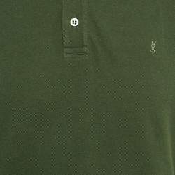 Pre Owned Saint Laurent Green Pique Polo T-Shirt M