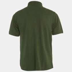 Pre Owned Saint Laurent Green Pique Polo T-Shirt M