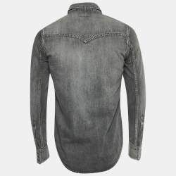 Pre Owned قميص دنيم بأزرار سان لوران باريس أسود مقاس وسط