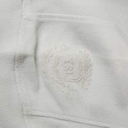 مملوكة مسبقًا تي شيرت سان لوران باريس قطن بطباعة الشعار بيضاء ياقة مستديرة مقاس كبير