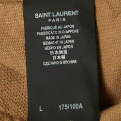 Pre Owned جاكيت سان لوران باريس كوردروي بني بأكمام ممزقة مقاس كبير - لارج