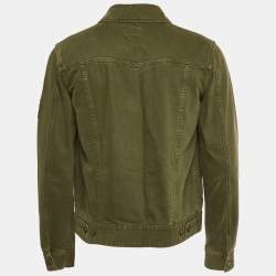 مملوكة مسبقًا جاكيت سان لوران باريس قطني أخضر مقاس كبير (لارج)