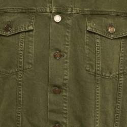 مملوكة مسبقًا جاكيت سان لوران باريس قطني أخضر مقاس كبير (لارج)