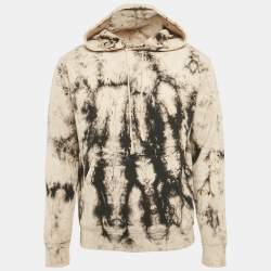 Pre Owned Saint Laurent Paris Beige/Black Dyed Cotton Hoodie M