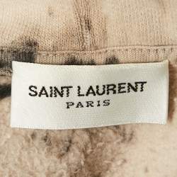 Pre Owned Saint Laurent Paris Beige/Black Dyed Cotton Hoodie M