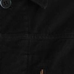 Pre Owned جاكيت سان لوران دِنيم أسود عسكري مقاس ٤إكس (ضخم جدًا)