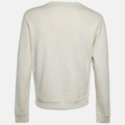 Pre Owned سويت شيرت سان لوران باريس قطن إكرو بالشعار المطبوع مقاس متوسط - ميديوم