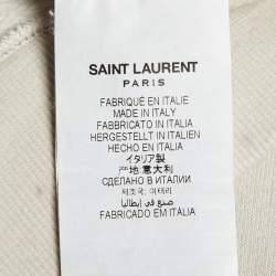 Pre Owned سويت شيرت سان لوران باريس قطن إكرو بالشعار المطبوع مقاس متوسط - ميديوم