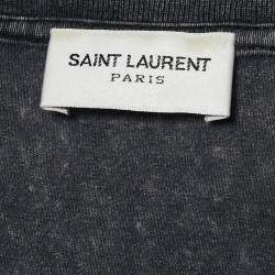 مملوكة مسبقًا Saint Laurent Paris Grey Jersy Logo Print Distressed T-Shirt M