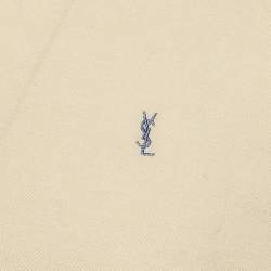 Pre Owned Saint Laurent Paris Cream Pique Cotton T-Shirt L 