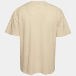 Pre Owned Saint Laurent Paris Cream Pique Cotton T-Shirt L 