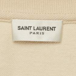 Pre Owned Saint Laurent Paris Cream Pique Cotton T-Shirt L 
