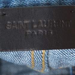 Saint Laurent Paris Distressed Denim Capri Shorts M 