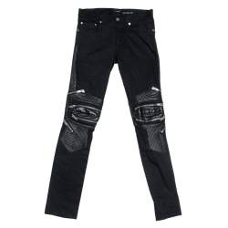 مملوكة مسبقًا Saint Laurent Black Denim Biker Jeans XL