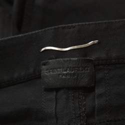 مملوكة مسبقًا Saint Laurent Black Denim Biker Jeans XL