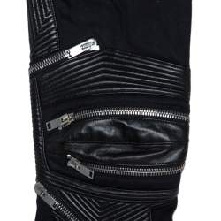 مملوكة مسبقًا Saint Laurent Black Denim Biker Jeans XL